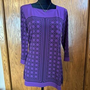 Christopher & Banks Purple Black 3/4 Sleeve Shirt Size Small